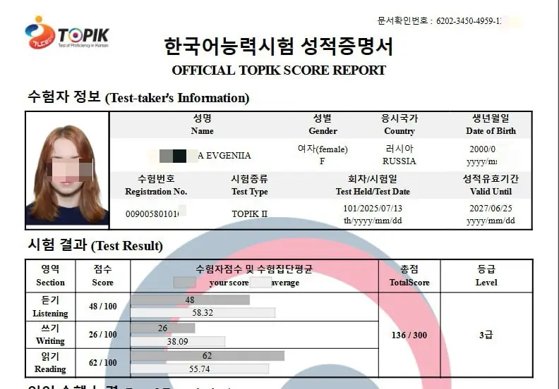 최유나 — TOPIK II 6급